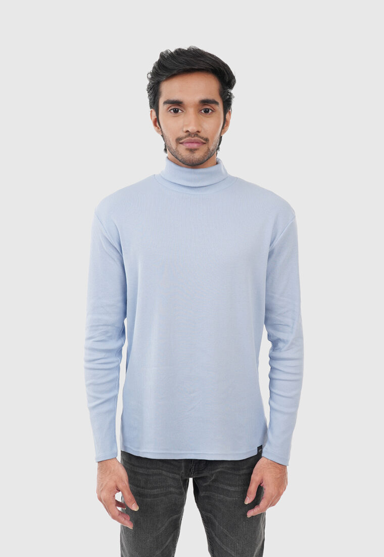 Sky Blue Full Sleeve Turtleneck T-shirt