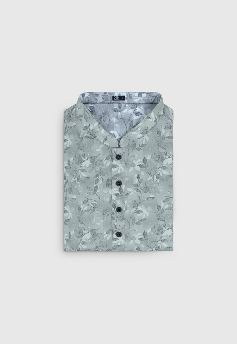 Grey Floral Semi Formal Panjabi