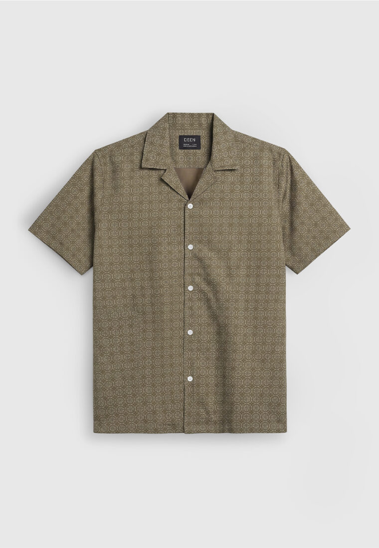 Olive Cuban Collar Shirt