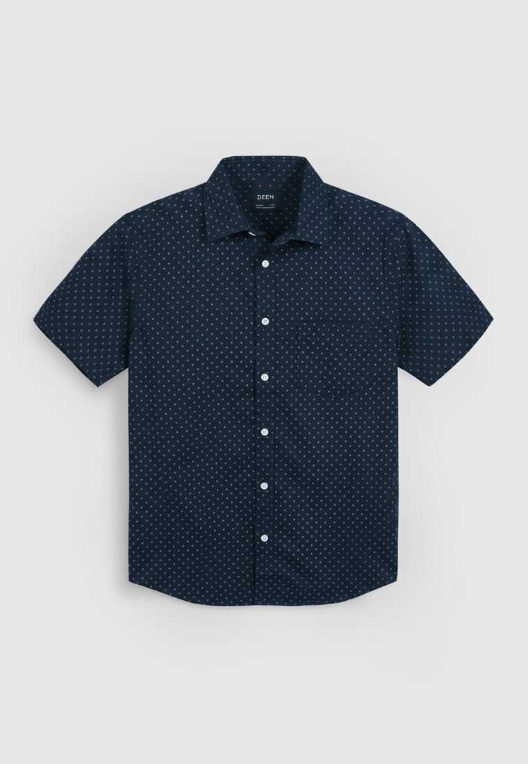 Navy Dot Casual Half Shirt